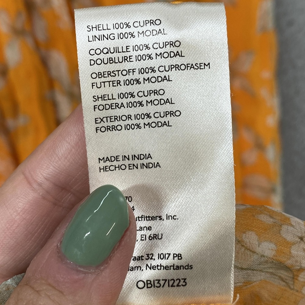 Anthropologie Dress Womens Small Floral Hi-Low‎ Maxi Boho Ruffle Lined Yellow - Picture 10 of 16